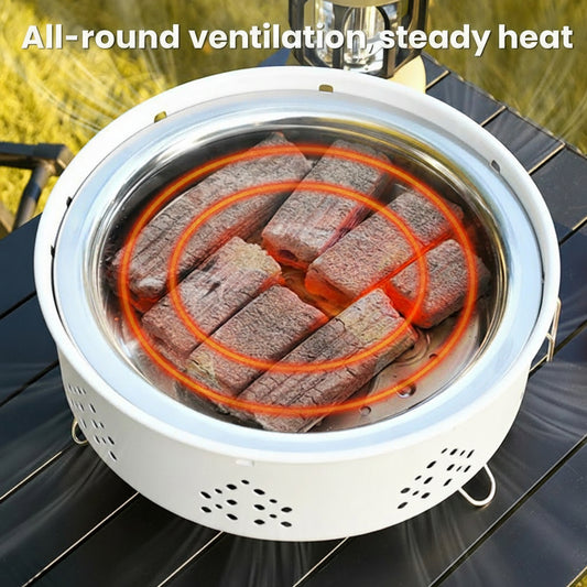 Terra Élégance – White Portable Stainless Steel Grill